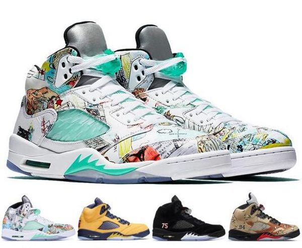 

jumpman 5s michigan psg wings jsp black grape fire red men basketball shoes 5 satin bred grape fresh prince camo designer sneakers 40-47