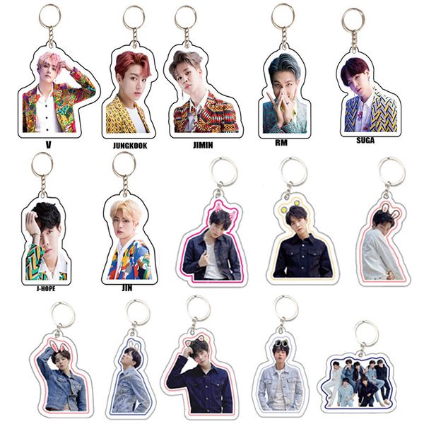 

kpop bangtan keychain love yourself tear chains keyring accessories acrylic key ring jewelry gift for fans women men, Silver
