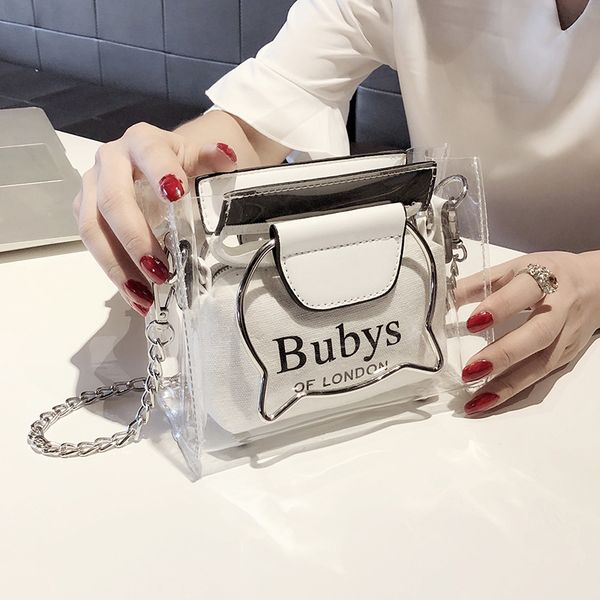 

women handbag cute transparent bag cat handle casual clutch totes lady shoulder messenger bags composite flap bucket purse c322