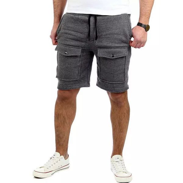 

men cargo shorts casual drawstring waist knee length shorts plus size 3xl summer male pockets homme fitness sweatpants, White;black