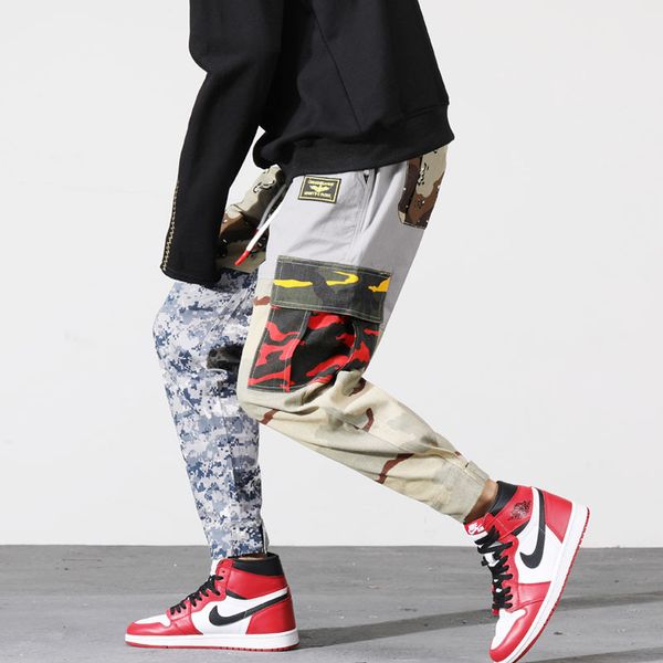 

autumn fashion classical men jeans jogger pants multi pockets cargo pants wild ankle banded long men, Blue