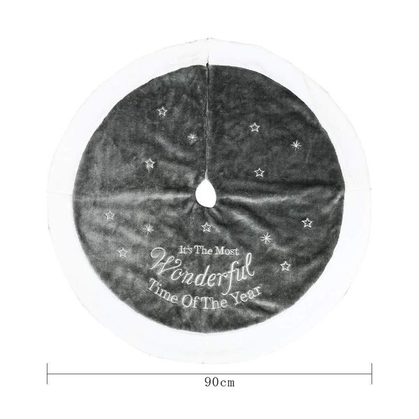 

christmas tree skirt with embroidered star white quilted trim faux fur plush xmas tree skirt base cover decoration 37inch/95cm