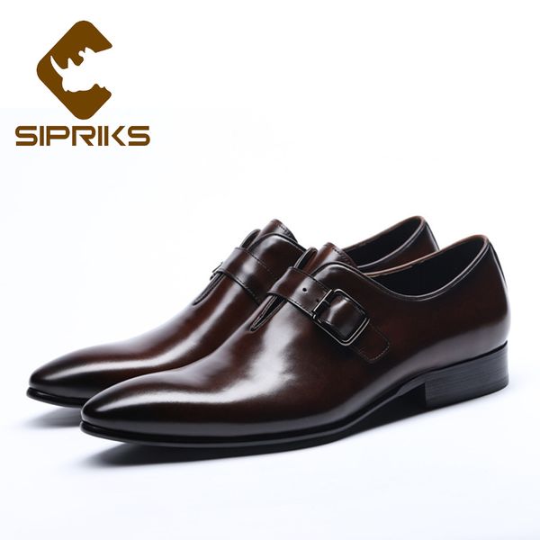 

sipriks single monk strap shoes elegant mens business office shoes with buckle strap gents suit social boss wedding, Black