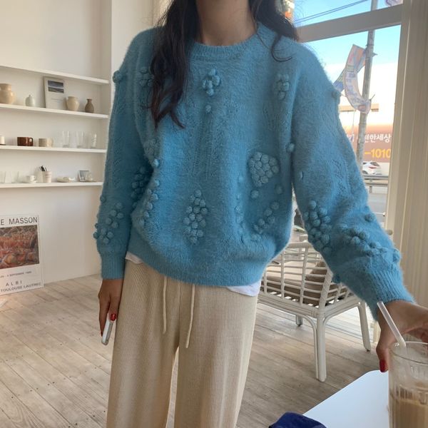 

gruiiceen fall winter fashion round neck sweater women appliques knitting pullovers jumper long sleeve for female, White;black