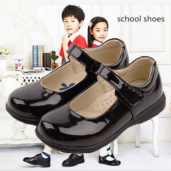 

flat shoes kids school for girls princess student performance chaussure fille black dress 5 6 7 8 9 10 11 12 13-18t, Black;grey