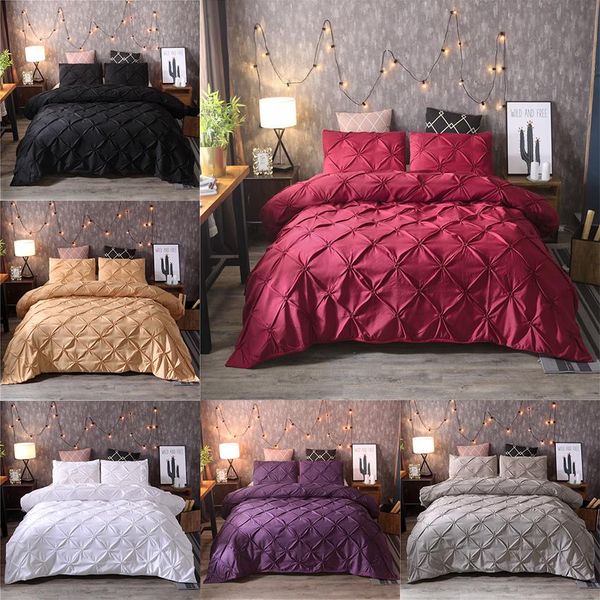 

simple designer bedding sets washed cotton solid color embossing craft bed student duvet cover pillowcases home textile 3pcs/set