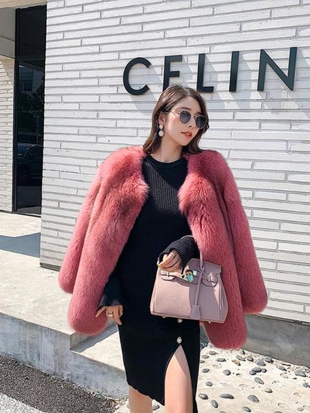 

dajane new winter the skin the fur coat female long fur joker coat is mao, Black
