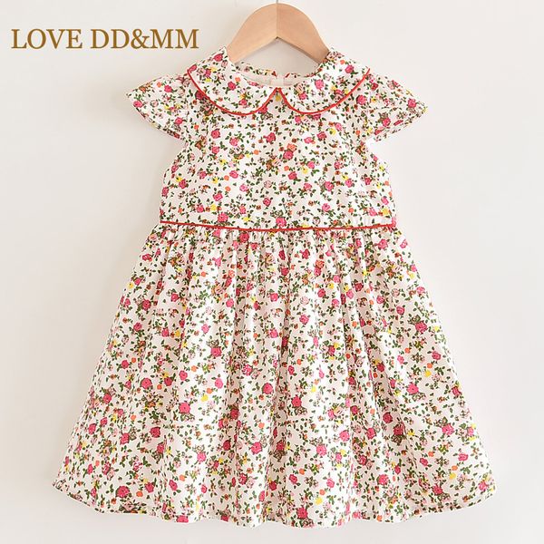 

love dd&mm girls dresses 2020 summer new girl clothing fresh floral temperament lapel dress, Red;yellow