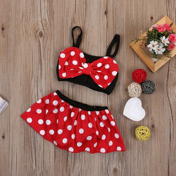 

baby kids girl bikini swimwear 2pcs bow-knot dot swimsuit swimming costume bathing suit