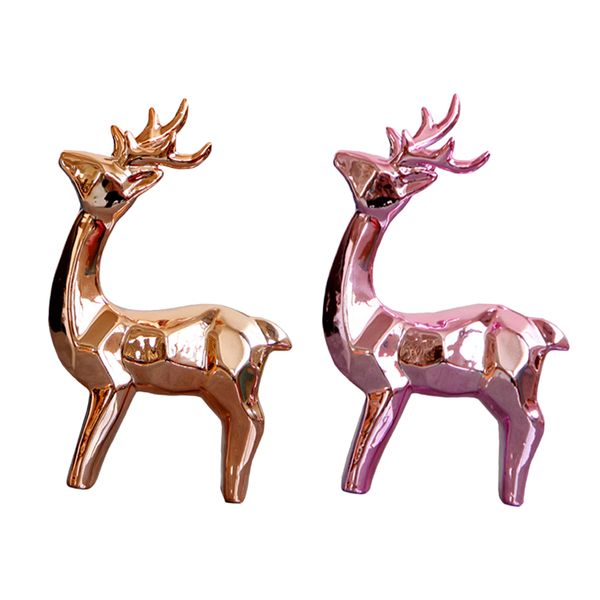 

2pcs european style elk sculpture ceramic animal figurine tableornaments