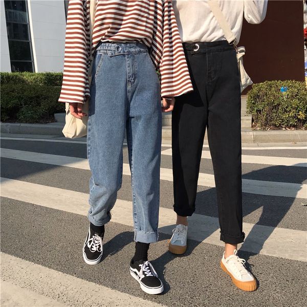 

2020 spring new korean version of the loose wild wash was thin jeans, Blue