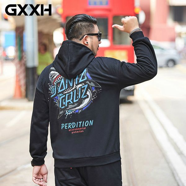 

gxxh sweatshirts men casual hoodies 2019 autumn new hip hop hooded pullover joggers hoodie plus size 7xl 6xl 5xl 4xl 3xl xxl, Black