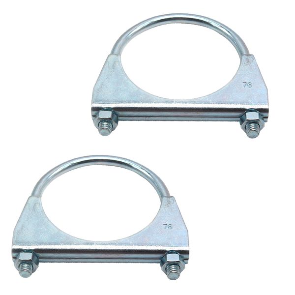 

2pcs heavy duty saddle style u muffler clamps with antirust jacket (3