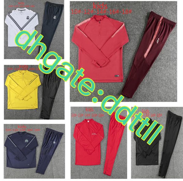 

18 19 20 boy kids kit tracksuit training suit real madrid man kids united ronaldo psg marseille mane pogba ajax soccer sportswear sets, Black