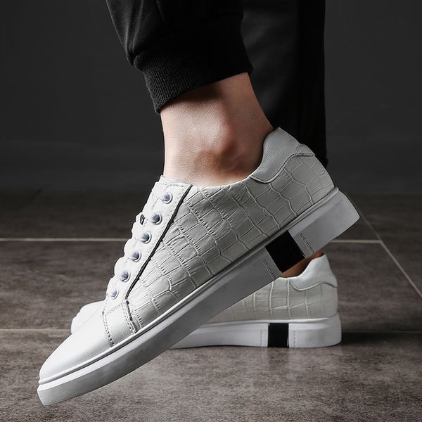 

2019 autumn shoes for men sneakers black&white big size 46 handmade genuine soft leather men leather flats shoes