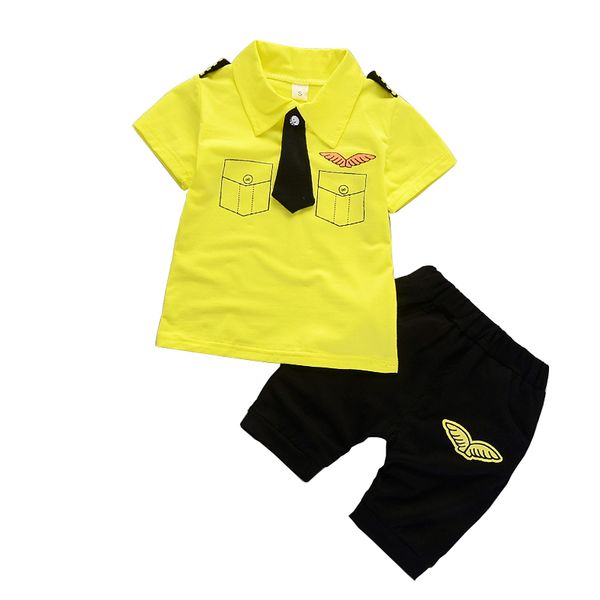 

summer baby boys pilot 2cps suit cotton short sleeve child two-piece suit new girls fashion pullover solid regular, White