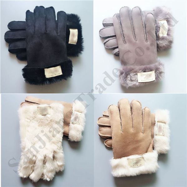 

luxury australia u&g designer gloves ug fur fleece finger gloves winter outdoor sport ski mittens glove brand thicken windproof glove c92009, White