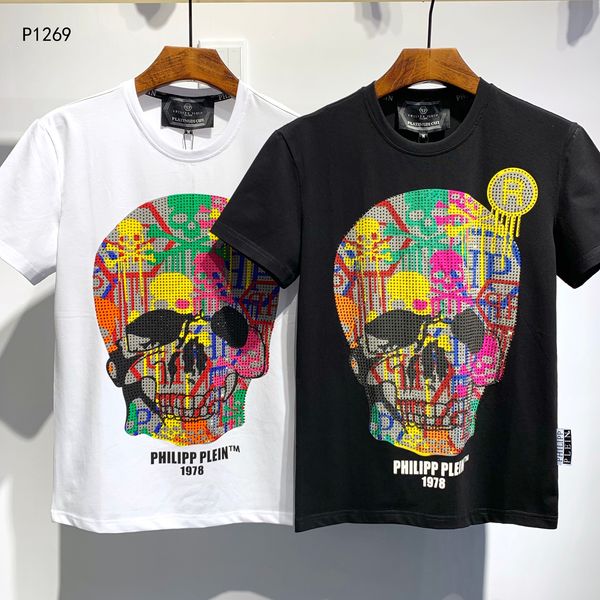 

pp philip plain brand mens designer t shirts firmata uomo fashion luxury designer t shirt summer homme mens skull tshirt tee 1269, White