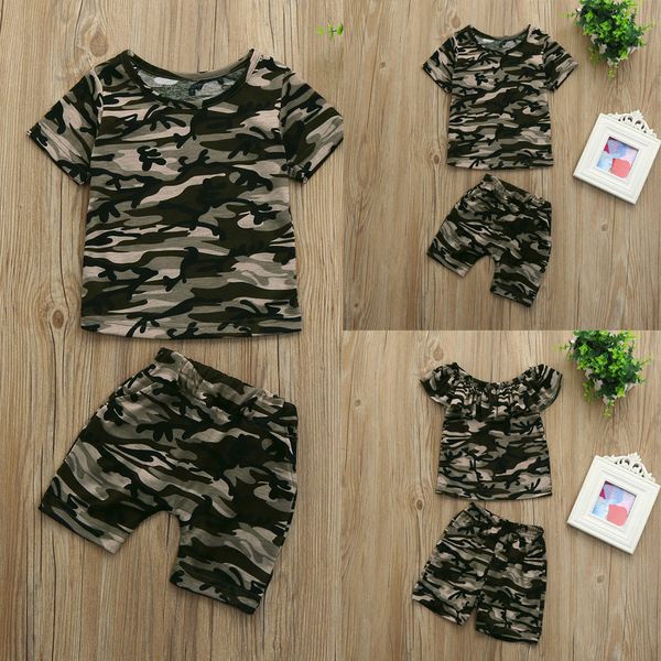 

Kids Boys Camouflage T shirt Tops+Shorts Outfits Clothes Set Boys Clothes Kids Short Sleeve Baby Clothes