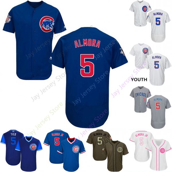 

2019 Chicago 5 Albert Almora Jr Jersey Cubs Jerseys Cool Base Flexbase Home Away White Black Red Grey Pullover Button Men Women Youth