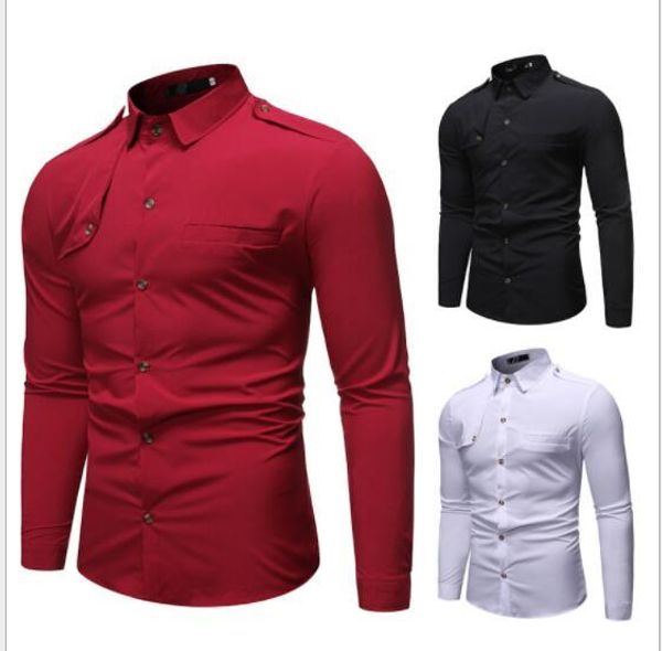 

новый бестселлер amazon express fashion 100 комплектов чистого цвета шить нагрудные мужские рубашки с длинным рукавом цветок производители п, White;black