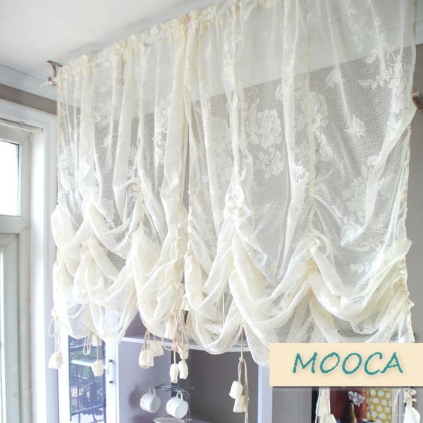 

ivory white ruffled lace curtain pull up decoration curtain for window vintage