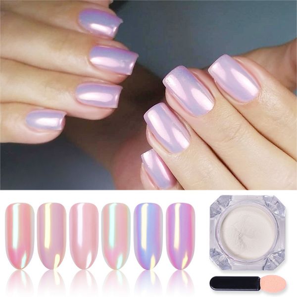

1 box pearl nail glitter powder shiny mirror holographic neon shimmer pigment powder dust manicure nail art decorations, Silver;gold