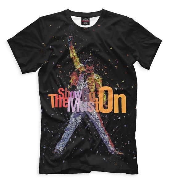 

новые прибытия популярные show must go on queen t shirt мужчины женщины 3d печати мода прохладный hip hop стиль tshirt streetwear casual top, White;black