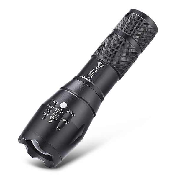 

ultrafire a100 xml - t6 6500 - 7000k 600lm zoomable 5 mode tactical flashlight with two lens and a clip