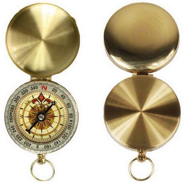 

outdoor camping hiking portable brass pocket golden compass navigation