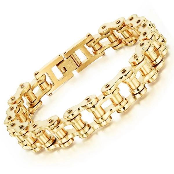 

skull biker men's bracelet for men motorcycle link 316l stainless steel bracelet, Black