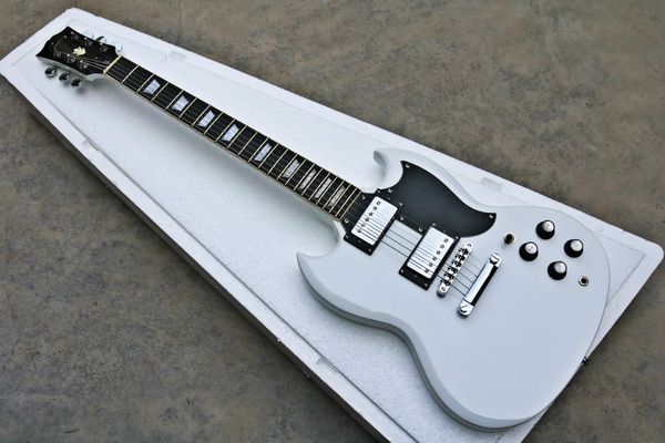 

new fdsg-4003 white color solid body pearl inlay fretboard chrome hardware sg electric guitar ,ing