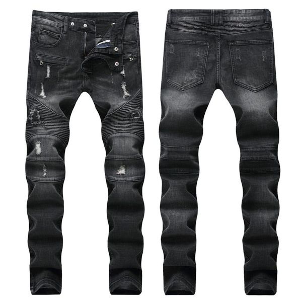 

spring fashion style men's cowboy pant street punk men's denim pants casual straight motorcycle jeans trousers wholesale, Blue