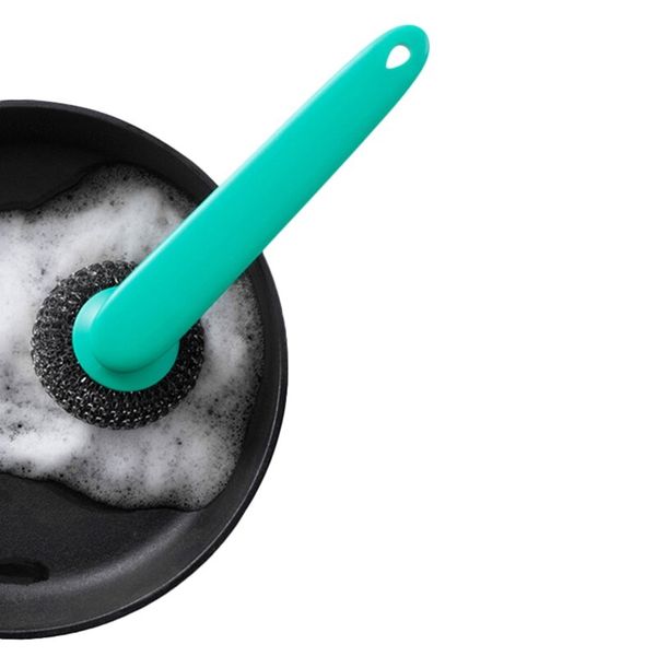 

bowl cleaning bathroom toilet brush scrubber long handle handled stainless steel ball brush kit pot pan dishes yh other housekeeping