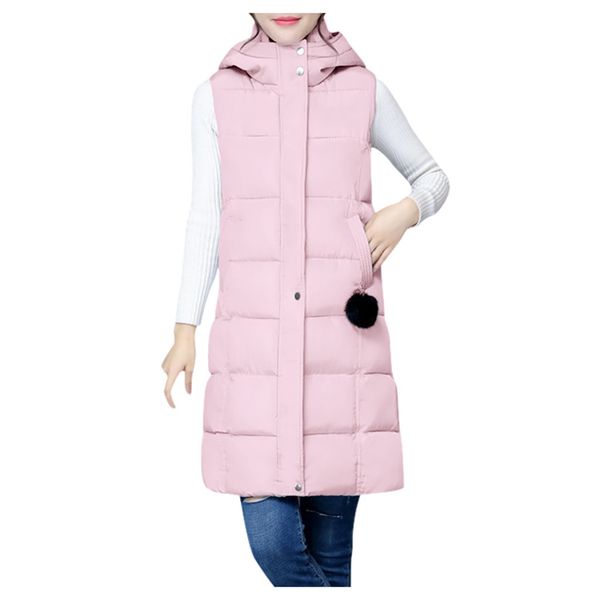 

jaycosin women's vest coat fashion winter ladies hooded long vests coats female casual solid warm pockets vests jackets outwear, Black;white
