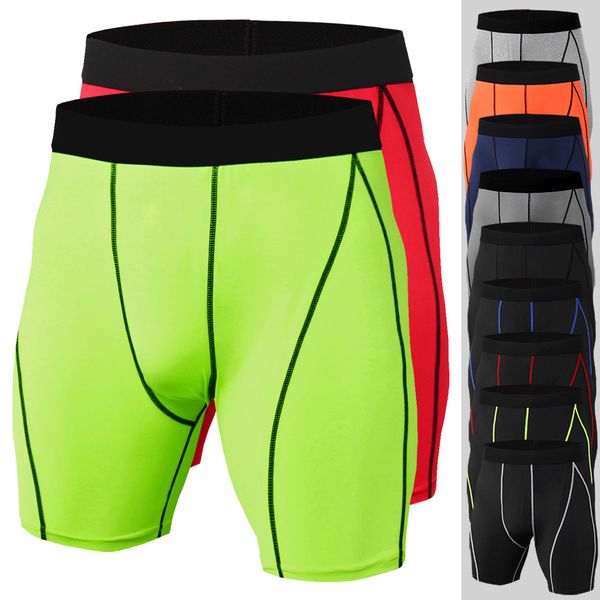 

2019 new summer men sport shorts fitness bodybuilding compression sportswear gyms shorts jogger training running short pants men, Black;blue