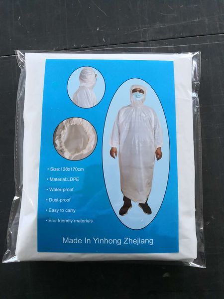 

одноразовая защитная одежда индивидуальная пластиковая куртка изолирующая одежда одноразовая эпидемическая профилактика дождевик спецодежда