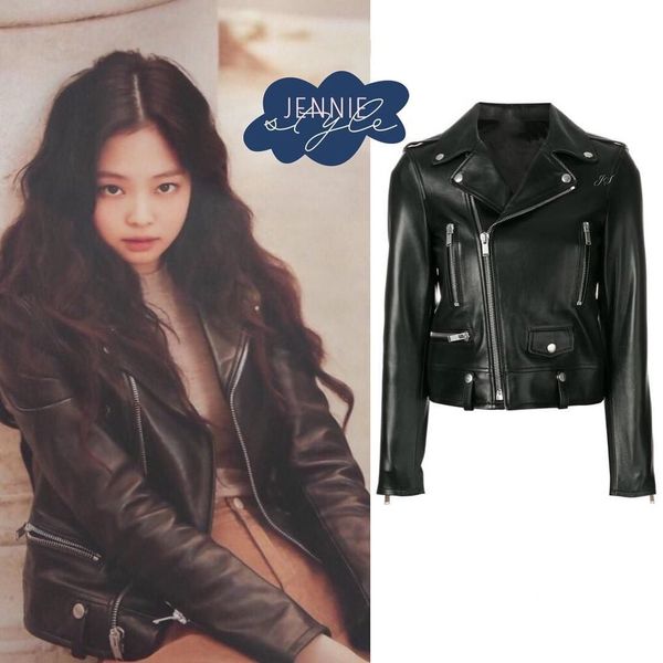

kpop blackpink jennie same autumn women slim jackets black casual pu leather jacket female korean casual streetwear jacket coat, Black;brown