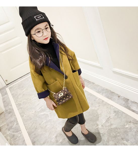 

autumn winter baby girls wool & blends jacket children fashion outerwear teenager kids teens coat clothes, Blue;gray