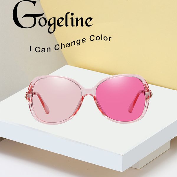 

pchromic sunglasses women chameleon purple pink polarized uv400 lens change color fashion square diamond discoloration, White;black