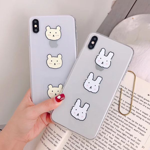 

for iphone xs max xr phone case simple picture bear transparent 6 7 8 x plus tpu all inclusive soft cell phone cases