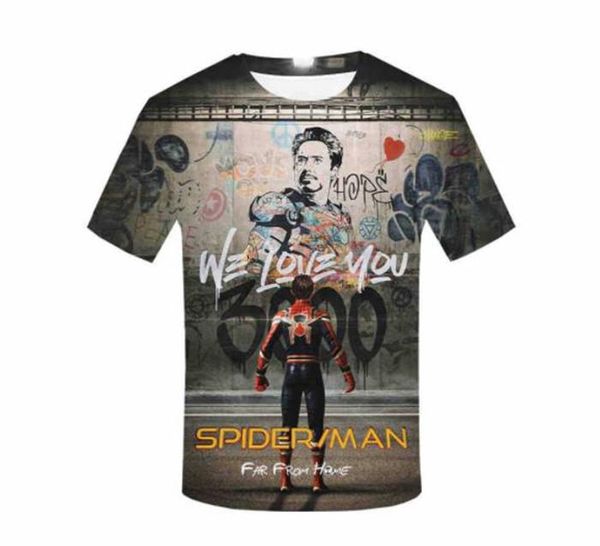 

женская 3d печати tshirts шеи экипажа с коротким рукавом мода стиль женщины одежда пара паука повседневная одежда, White