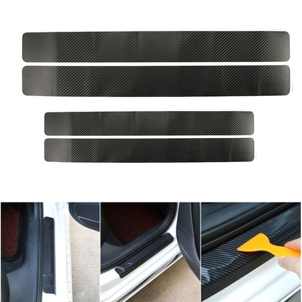 

3d car door carbon fiber sticker door scratch bars anti-kick film protection pad carbon fiber