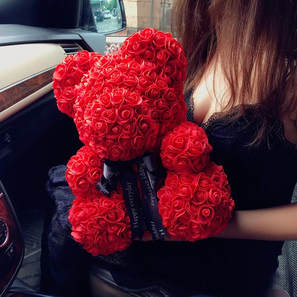 

день моды 40cm твердая романтический симпатичные роза медведь свадебные цветы украшения партии валентина подарки для girlfriend