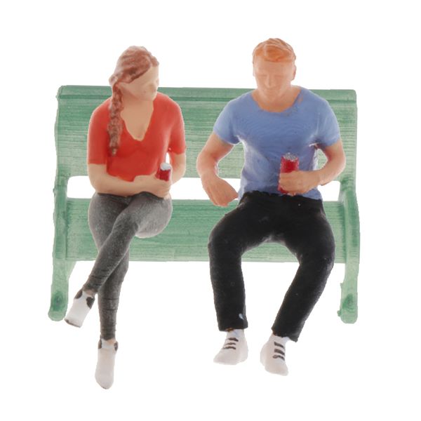 

3pc diorama chatting doll figure scene character building train layout kids toys
