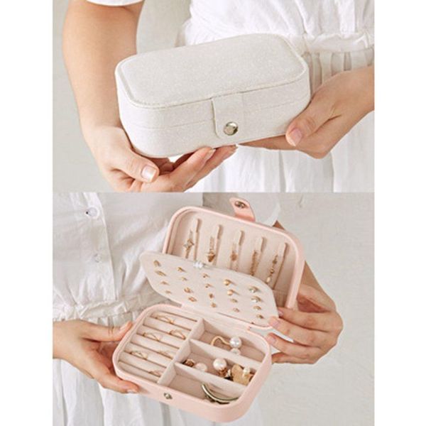 

2 colors jewelry box imitation leather travel earring ring bracelet necklaces multi-function storage boxes cases organizer fa3142
