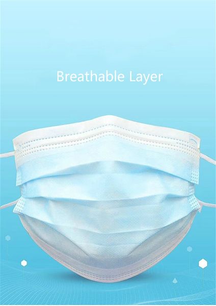 

одноразовые синие маски для лица эластичный рот 50шт дышащая маска нетканый туман загрязнение маска для лица earloops бесплатная доставка