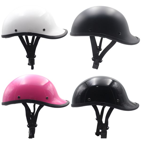 

skull cap motorcycle helmet vintage half face helmet retro german style chopper cruiser moto white/black
