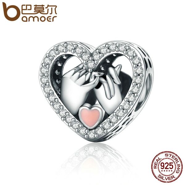

bamoer романтический подлинная стерлингового серебра 925 обещание для любви сердце бусы подходят оригинальный браслет шарма diy подарок ювел