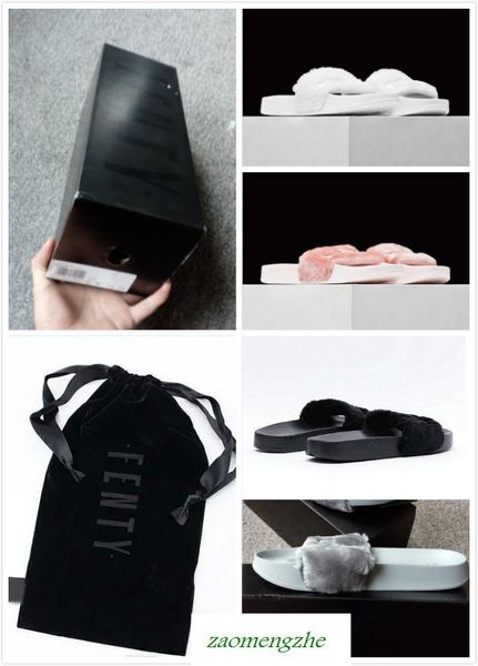 

2016 leadcat fenty rihanna shoes women slippers indoor sandals girls fashion scuffs pink black white grey slide with original boxes